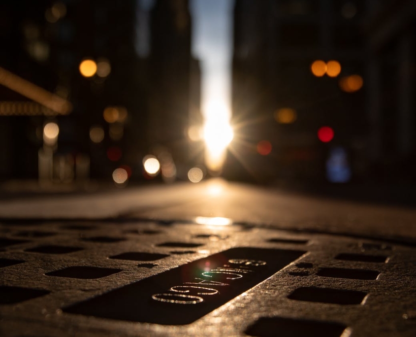 low angle photography of road with bright light